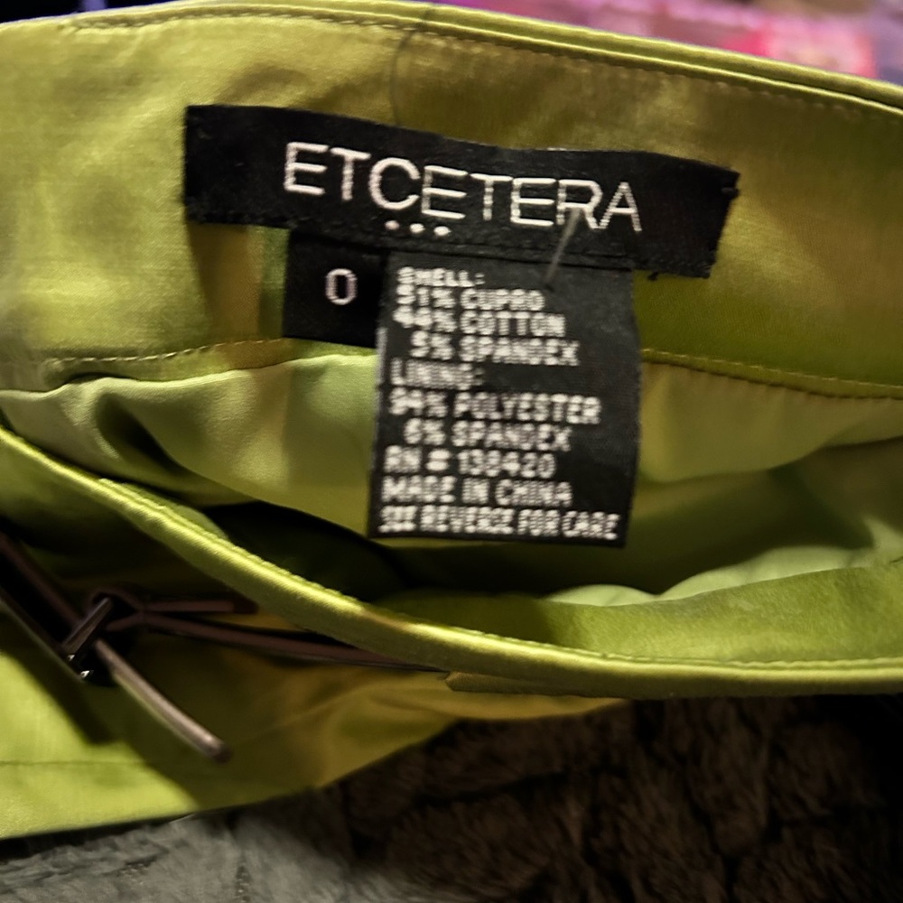 ETCETERA CHARTREUSE FLARED BELTED SPRING SKIRT sizes